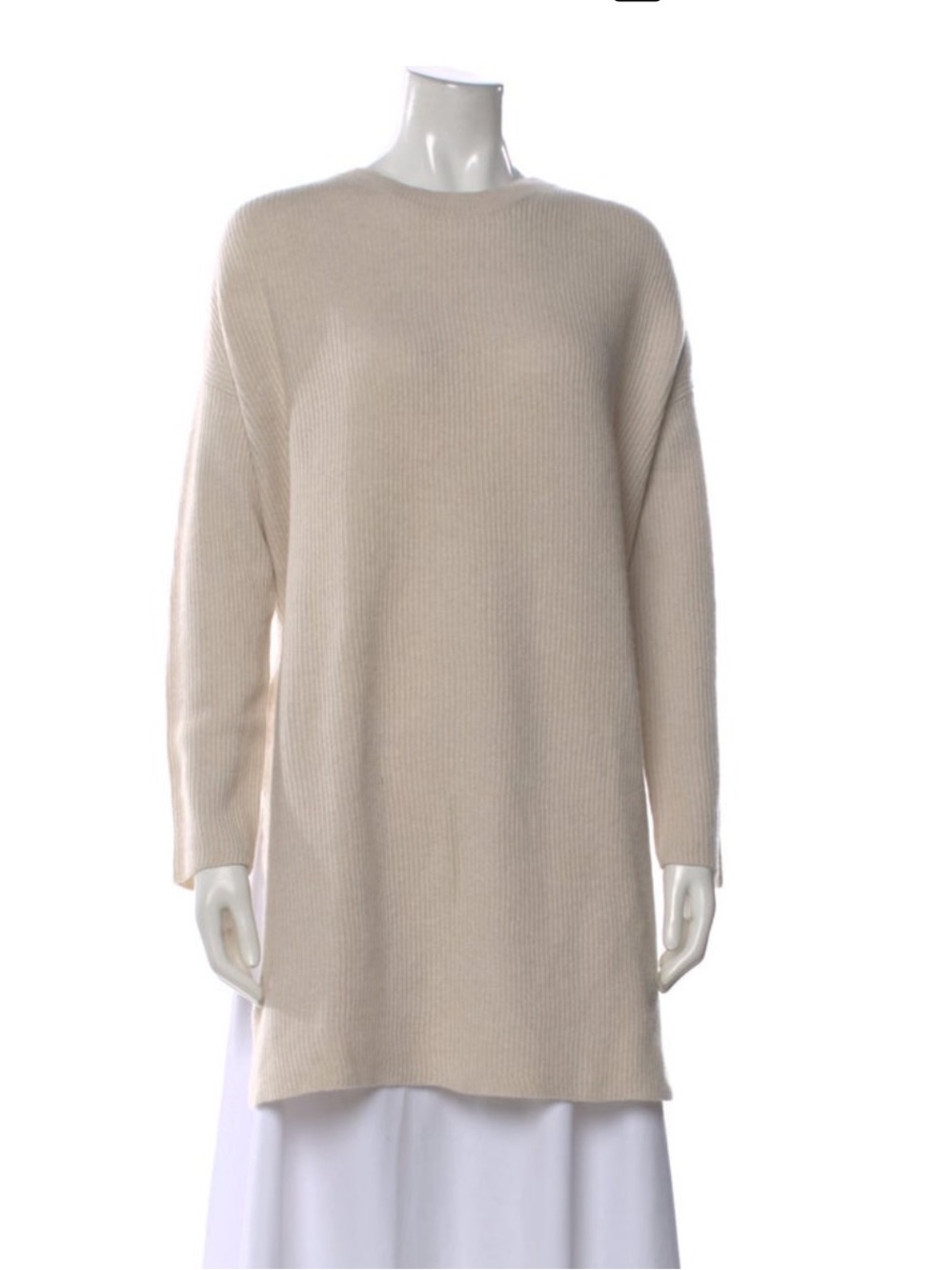 The Row Cream Ribbed Crewneck Sweater